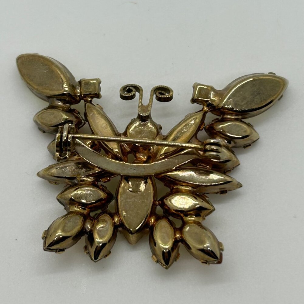 Vintage Juliana Butterfly Brooch D&E Citrine Topaz Rhinestone Gold Tone 1350 - Picture 3 of 11